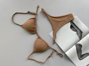 Купальник Yasmin бежевий рубчик на регуляторах XS